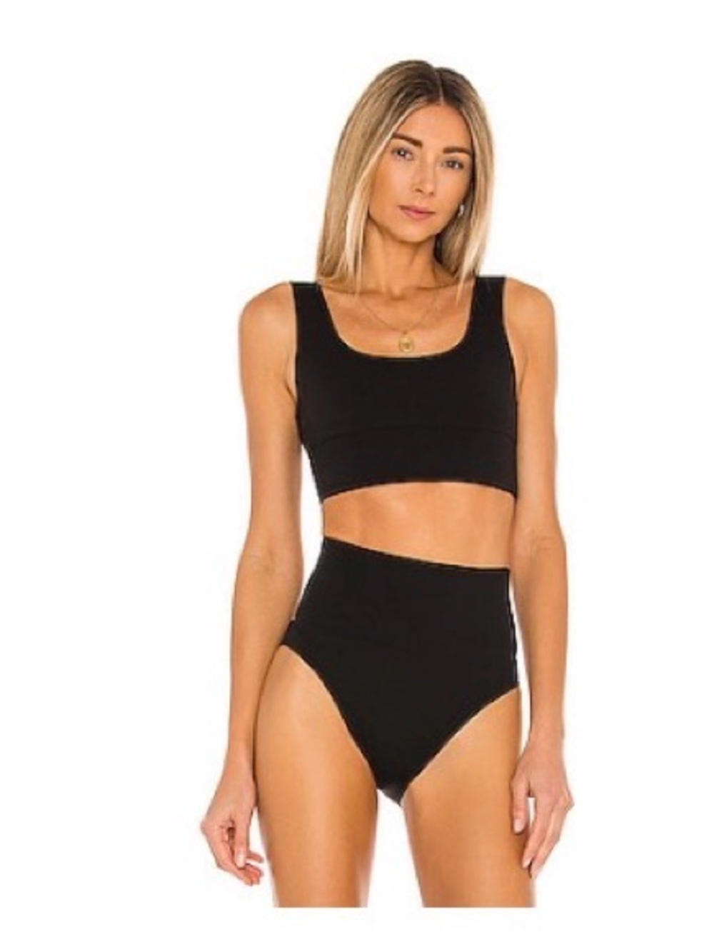 ITS NOW COOL Contour Crop Black Two-Piece Swimsuit Like New (L)